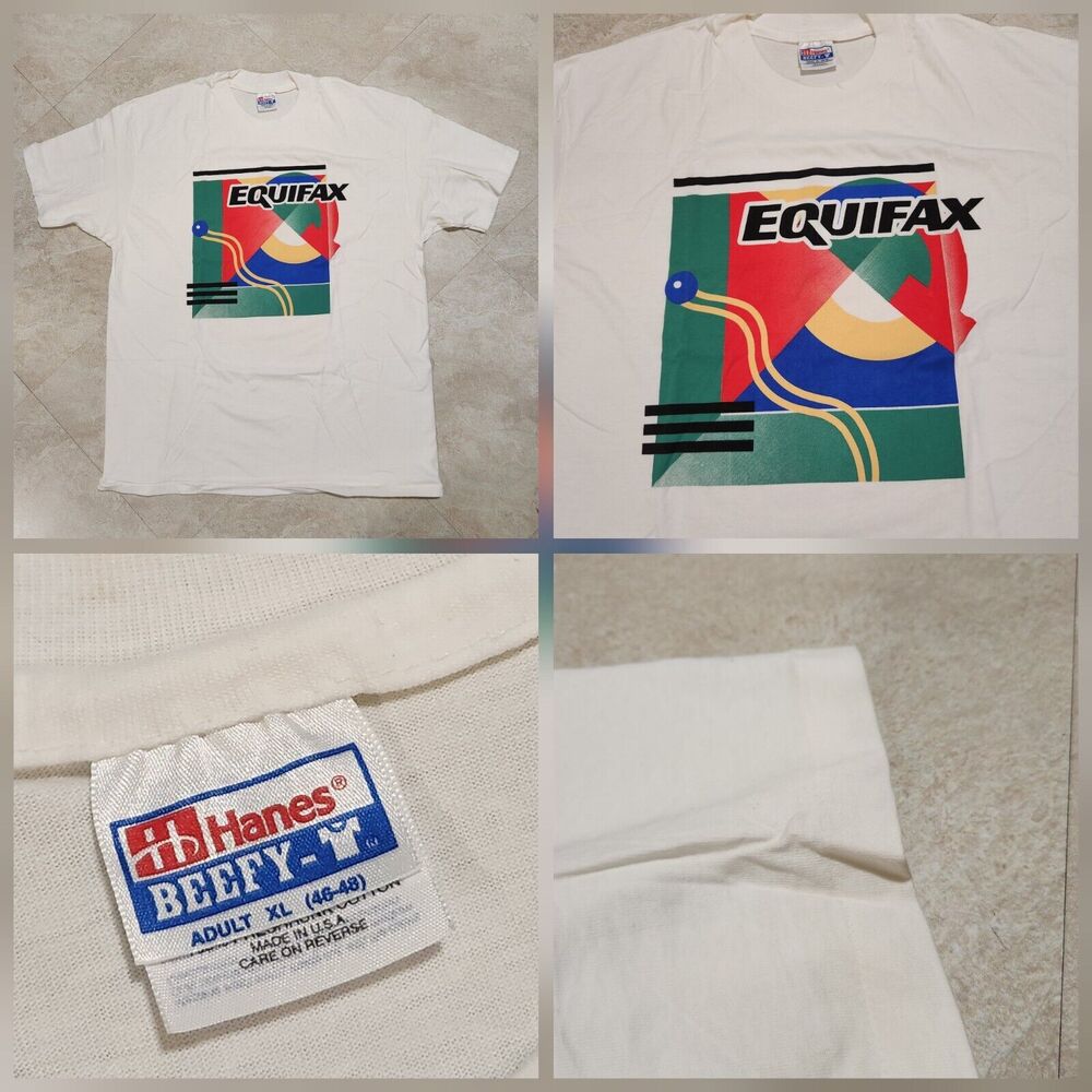 VTG 90s‎ Equifax Mens XL Credit Tech Single Stitch Graphic T Shirt USA Hanes
